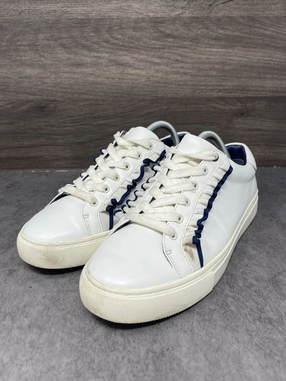 Tory Burch Ruffle Sneakers Womens Size 9.5 White Leather Sport